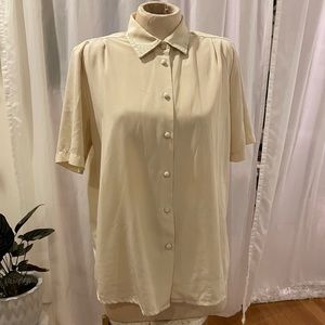 Vintage Button Down Blouse with lapel embroidery